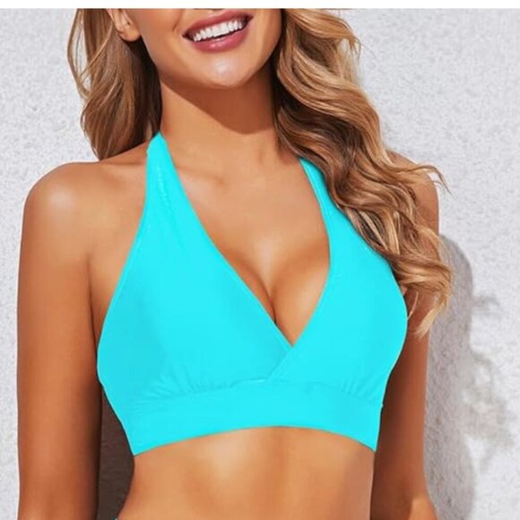 Tempt Me Turquoise Halter Bikini Top w/ Adjustable Ties - Size M, NWT - Picture 1 of 6